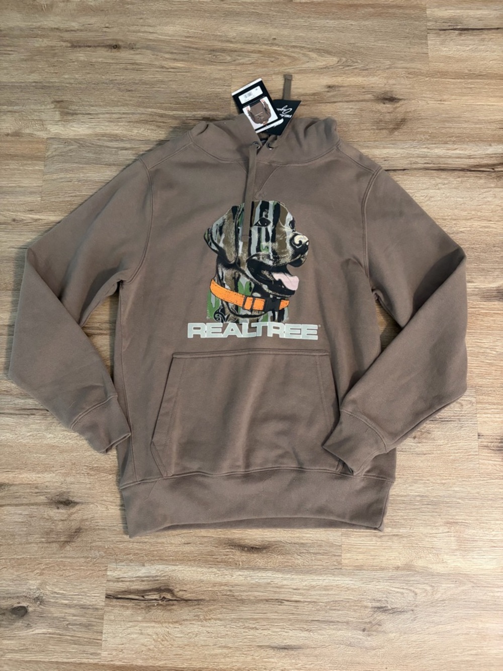 Realtree Brown Pullover Hoodie with Camo Dog Graphic